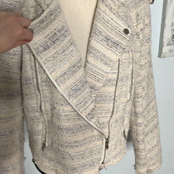 Vici Women's Ivory Collared Striped Jacket Size Large - Picture 4 of 12